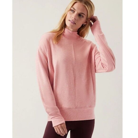 ATHLETA Apollo Crewneck Sweatshirt Conch Heathered Pink Women’s Size XS - Picture 1 of 11